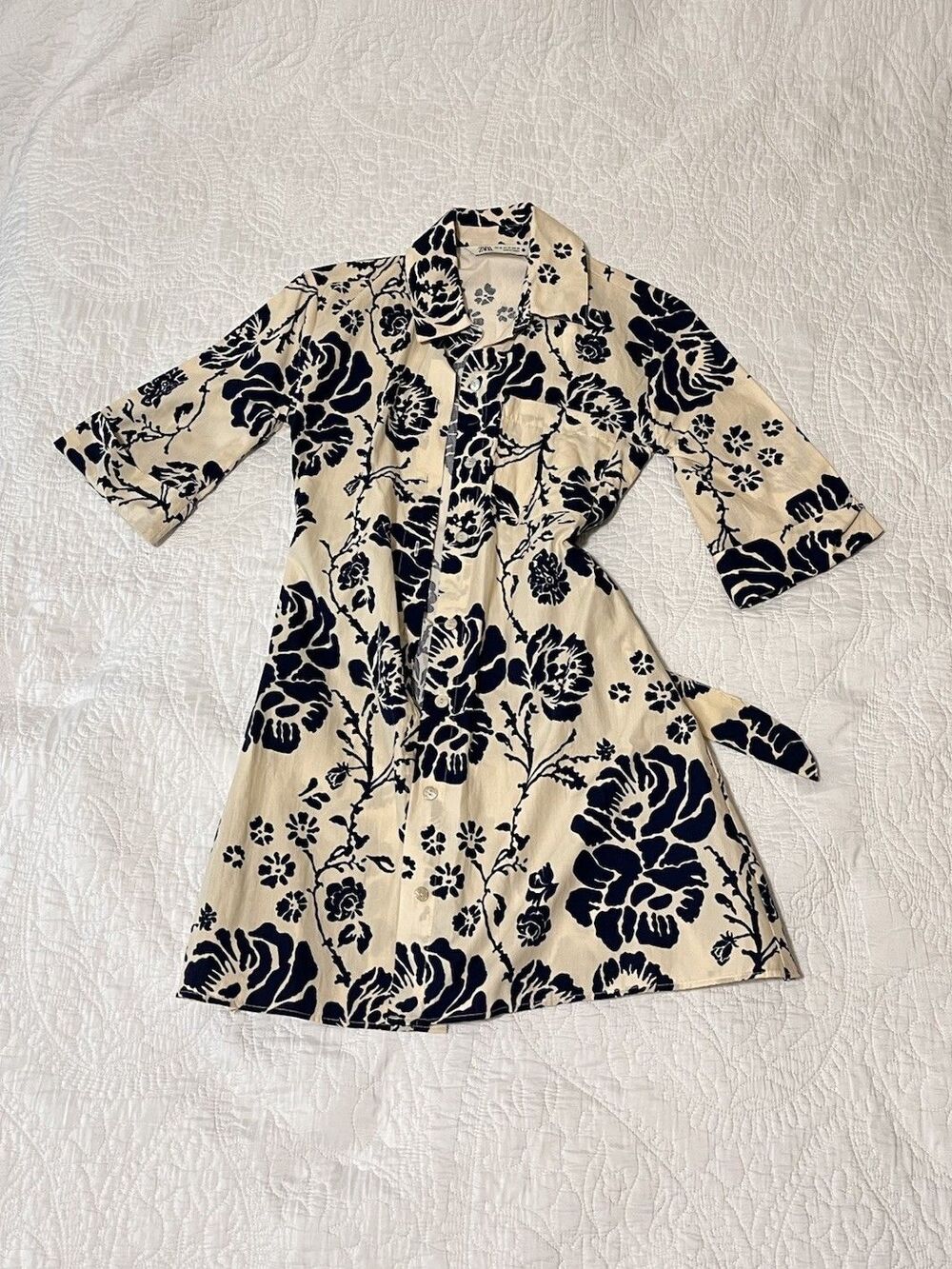 ZARA The Lory Dress Floral Shirt Dress - US XS
